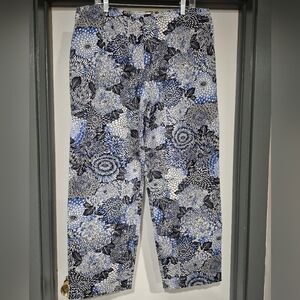 Talbots Floral Flat Front Lightweight Loose Fit Spring Pants